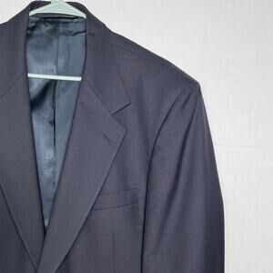 Vintage Botany 500 Gold Button Blazer Jacket 46R Men’s Navy Blue Wool Blend READ